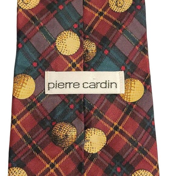 Pierre Cardin 100% Silk Golf Ball Mens Necktie Tie Red Green Christmas Designer - Picture 5 of 7